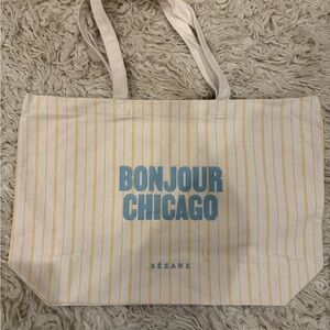 Sezane Cream and Blue Tote Bag